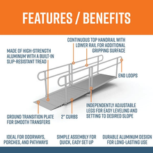  Features and Benefits - PATHWAY 3G 10 ft. Straight Aluminum Wheelchair Ramp Kit with Solid Surface Tread, 2-Line Handrails and No Top Platform by EZ-Access | RampHand