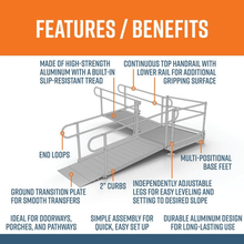 Features and Benefits - PATHWAY 3G 12 ft. L-Shaped Aluminum Wheelchair Ramp Kit with Solid Surface Tread, 2-Line Handrails and 4 ft. Turn Platform by EZ-Access | RampHand