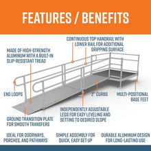 Features and Benefits - PATHWAY 3G 12 ft. Straight Aluminum Wheelchair Ramp Kit with Solid Surface Tread, 2-Line Handrails and 5 ft. Top Platform by EZ-Access | RampHand