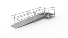 PATHWAY 3G 12 ft. Straight Aluminum Wheelchair Ramp Kit with Solid Surface Tread, 2-Line Handrails and 5 ft. Top Platform by EZ-Access | RampHand