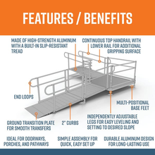 Features and Benefits - PATHWAY 3G 14 ft. L-Shaped Aluminum Wheelchair Ramp Kit with Solid Surface Tread, 2-Line Handrails and 5 ft. Turn Platform by EZ-Access | RampHand