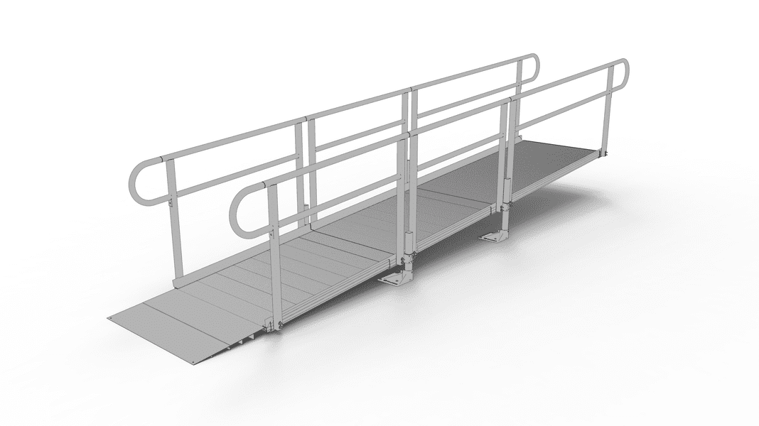 14 Ft Ramp PATHWAY 3G 14 ft. Straight Aluminum Wheelchair Ramp Kit with Solid Sur ...