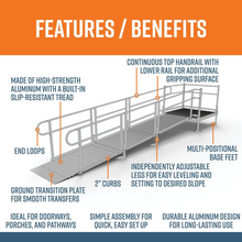 Features and Benefits - PATHWAY 3G 14 ft. Straight Aluminum Wheelchair Ramp Kit with Solid Surface Tread, 2-Line Handrails and 4 ft. Top Platform by EZ-Access | RampHand