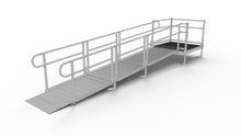 PATHWAY 3G 14 ft. Straight Aluminum Wheelchair Ramp Kit with Solid Surface Tread, 2-Line Handrails and 4 ft. Top Platform by EZ-Access | RampHand