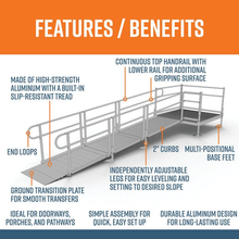 Features and Benefits - PATHWAY 3G 14 ft. Straight Aluminum Wheelchair Ramp Kit with Solid Surface Tread, 2-Line Handrails and 5 ft. Top Platform by EZ-Access | RampHand