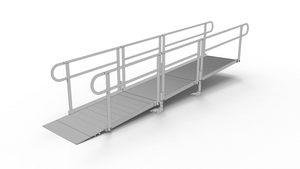 PATHWAY 3G 14 ft. Straight Aluminum Wheelchair Ramp Kit with Solid Surface Tread, 2-Line Handrails and No Top Platform by EZ-Access | RampHand
