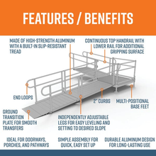 Features and Benefits - PATHWAY 3G 16 ft. L-Shaped Aluminum Wheelchair Ramp Kit with Solid Surface Tread, 2-Line Handrails and 4 ft. Turn Platform by EZ-Access | RampHand