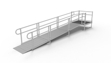 PATHWAY 3G 16 ft. Straight Aluminum Wheelchair Ramp Kit with Solid Surface Tread, 2-Line Handrails and 4 ft. Top Platform by EZ-Access | RampHand