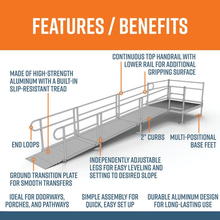 Features and Benefits - PATHWAY 3G 16 ft. Straight Aluminum Wheelchair Ramp Kit with Solid Surface Tread, 2-Line Handrails and 5 ft. Top Platform by EZ-Access | RampHand