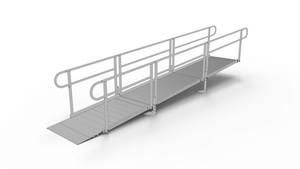 PATHWAY 3G 16 ft. Straight Aluminum Wheelchair Ramp Kit with Solid Surface Tread, 2-Line Handrails and No Top Platform by EZ-Access | RampHand