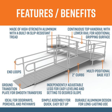 Features and Benefits - PATHWAY 3G 18 ft. L-Shaped Aluminum Wheelchair Ramp Kit with Expanded Metal Tread, 2-Line Handrails, 4 ft. Turn Platform, and 4 ft. Top Platform by EZ-Access | RampHand