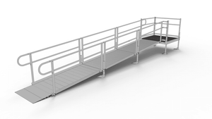 PATHWAY 3G 18 ft. Straight Aluminum Wheelchair Ramp Kit with Solid Surface Tread, 2-Line Handrails and 4 ft. Top Platform by EZ-Access | RampHand