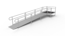 PATHWAY 3G 18 ft. Straight Aluminum Wheelchair Ramp Kit with Solid Surface Tread, 2-Line Handrails and 5 ft. Top Platform by EZ-Access | RampHand