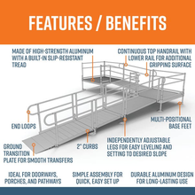 Features and Benefits - PATHWAY 3G 20 ft. L-Shaped Aluminum Wheelchair Ramp Kit with Solid Surface Tread, 2-Line Handrails, 5 ft. Turn Platform, and 5 ft. Top Platform by EZ-Access | RampHand