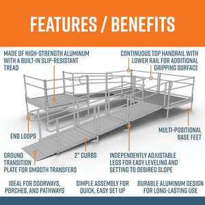 Features and Benefits - PATHWAY 3G 20 ft. U-Shaped Aluminum Wheelchair Ramp Kit with Solid Surface Tread, 2-Line Handrails and (3) 5 ft. Platforms by EZ-Access | RampHand