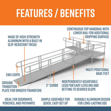 Features and Benefits - PATHWAY 3G 22 ft. L-Shaped Aluminum Wheelchair Ramp Kit with Solid Surface Tread, 2-Line Handrails and 5 ft. Turn Platform by EZ-Access | RampHand