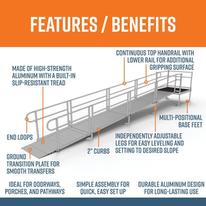 Features and Benefits - PATHWAY 3G 22 ft. Straight Aluminum Wheelchair Ramp Kit with Solid Surface Tread, 2-Line Handrails and 4 ft. Top Platform by EZ-Access | RampHand