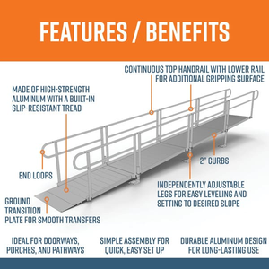 Features and Benefits - PATHWAY 3G 22 ft. Straight Aluminum Wheelchair Ramp Kit with Solid Surface Tread, 2-Line Handrails and No Top Platform by EZ-Access | RampHand