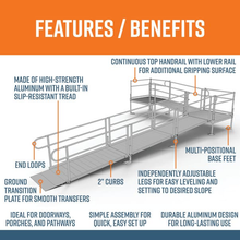 Features and Benefits - PATHWAY 3G 24 ft. L-Shaped Aluminum Wheelchair Ramp Kit with Solid Surface Tread, 2-Line Handrails, 4 ft. Turn Platform, and 4 ft. Top Platform by EZ-Access | RampHand