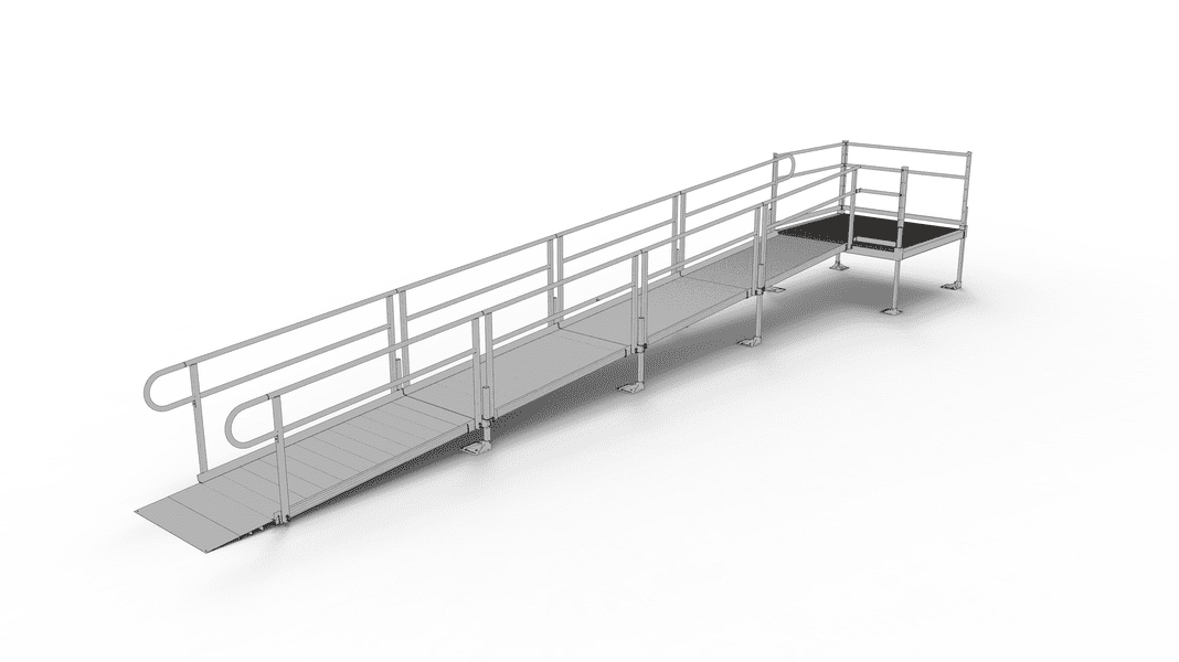 Ftw Ramps PATHWAY 3G 24 ft. Straight Aluminum Wheelchair Ramp Kit with Solid Sur ...