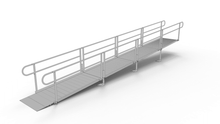 Ramp - PATHWAY 3G 24 ft. L-Shaped Aluminum Wheelchair Ramp Kit with Solid Surface Tread, 2-Line Handrails, 4 ft. Turn Platform, and 4 ft. Top Platform by EZ-Access | RampHand