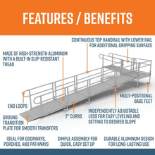 Features and Benefits - PATHWAY 3G 26 ft. L-Shaped Aluminum Wheelchair Ramp Kit with Solid Surface Tread, 2-Line Handrails and 4 ft. Turn Platform by EZ-Access | RampHand