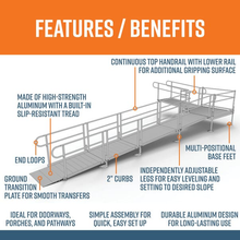 Features and Benefits - PATHWAY 3G 26 ft. L-Shaped Aluminum Wheelchair Ramp Kit with Solid Surface Tread, 2-Line Handrails and 5 ft. Turn Platform by EZ-Access | RampHand