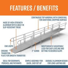 Features and Benefits - PATHWAY 3G 26 ft. Straight Aluminum Wheelchair Ramp Kit with Solid Surface Tread, 2-Line Handrails and No Top Platform by EZ-Access | RampHand