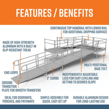 Features and Benefits - PATHWAY 3G 26 ft. U-Shaped Aluminum Wheelchair Ramp Kit with Solid Surface Tread, 2-Line Handrails and (3) 4 ft. Platforms by EZ-Access | RampHand