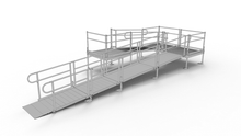 PATHWAY 3G 26 ft. U-Shaped Aluminum Wheelchair Ramp Kit with Solid Surface Tread, 2-Line Handrails and (3) 4 ft. Platforms by EZ-Access | RampHand