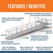 Features and Benefits - PATHWAY 3G 28 ft. L-Shaped Aluminum Wheelchair Ramp Kit with Solid Surface Tread, 2-Line Handrails and 4 ft. Turn Platform by EZ-Access | RampHand