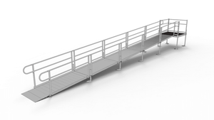 PATHWAY 3G 30 ft. Straight Aluminum Wheelchair Ramp Kit with Solid Surface Tread, 2-Line Handrails and 4 ft. Top Platform by EZ-Access | RampHand