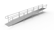 Ramp - PATHWAY 3G 30 ft. L-Shaped Aluminum Wheelchair Ramp Kit with Solid Surface Tread, 2-Line Handrails, 5 ft. Turn Platform, and 5 ft. Top Platform by EZ-Access | RampHand