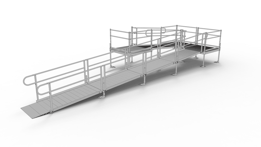 PATHWAY 3G 30 ft. U-Shaped Aluminum Wheelchair Ramp Kit with Expanded ...