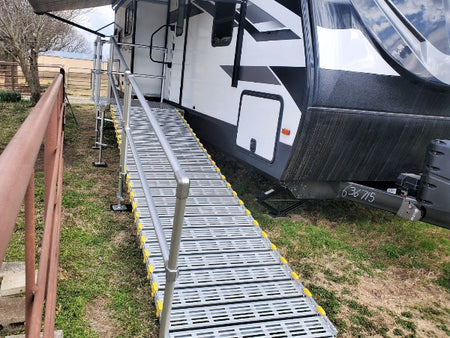 Product in use - Portable Camper / RV Ramp System RV And Trailer By Roll-A-Ramp | Wheelchair Liberty 