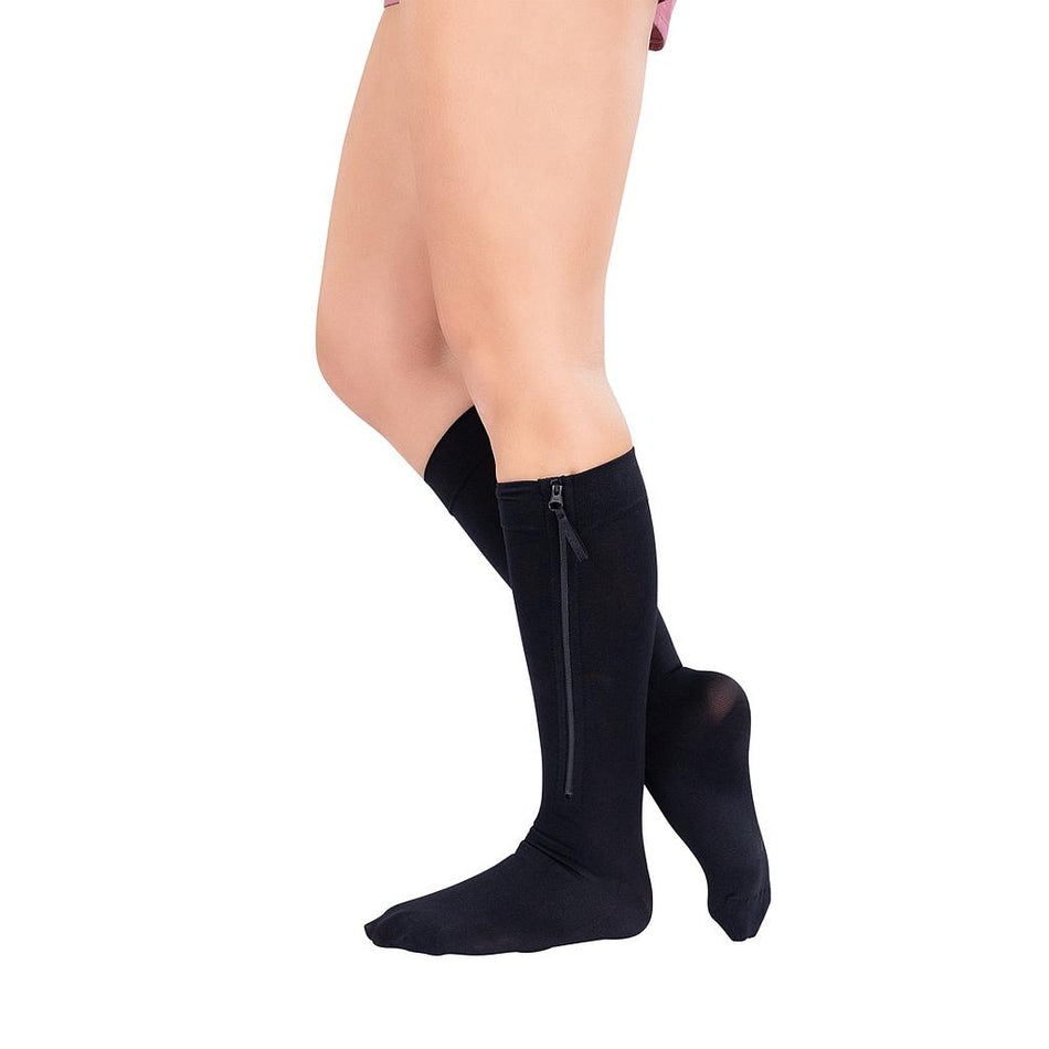 Zippered Knee High Compression Stockings 15-20mmHg by Vive Health