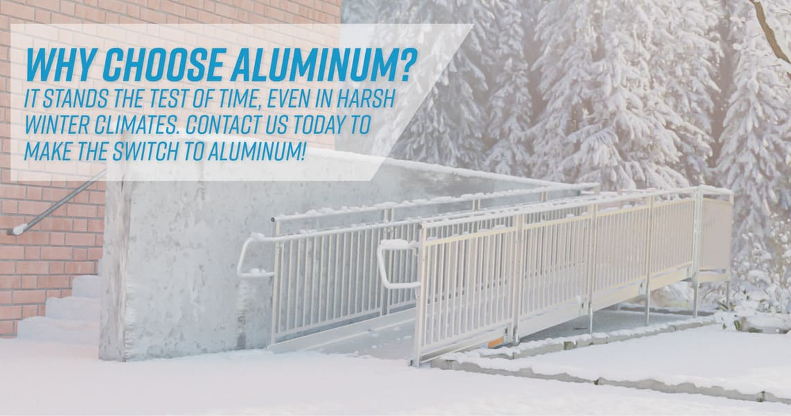 Sample Application 3 - PATHWAY 3G 12 ft. L-Shaped Aluminum Wheelchair Ramp Kit with Solid Surface Tread, Vertical Picket Handrails and 4 ft. Turn Platform by EZ-Access | RampHand