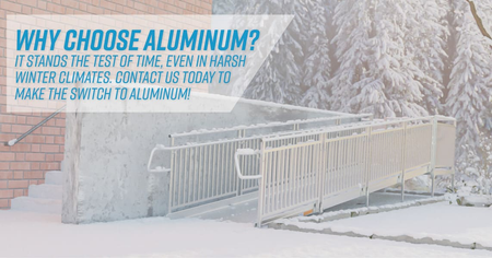 Sample Application 3 - PATHWAY 3G 12 ft. L-Shaped Aluminum Wheelchair Ramp Kit with Solid Surface Tread, Vertical Picket Handrails and 4 ft. Turn Platform by EZ-Access | RampHand