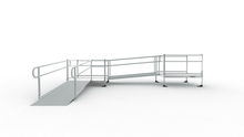 PATHWAY 3G 16 ft. L-Shaped Aluminum Wheelchair Ramp Kit with Solid Surface Tread, 2-Line Handrails, 4 ft. Turn Platform, and 4 ft. Top Platform by EZ-Access | RampHand