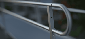 Close up of 2 line handrail loop ends - PATHWAY 3G 4 ft. Straight Aluminum Wheelchair Ramp Kit with Solid Surface Tread, 2-Line Handrails and No Top Platform by EZ-Access | RampHand