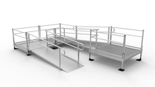 PATHWAY 3G 30 ft. U-Shaped Aluminum Wheelchair Ramp Kit with Expanded Metal Tread, 2-Line Handrails and (3) 5 ft. Platforms by EZ-Access | RampHand