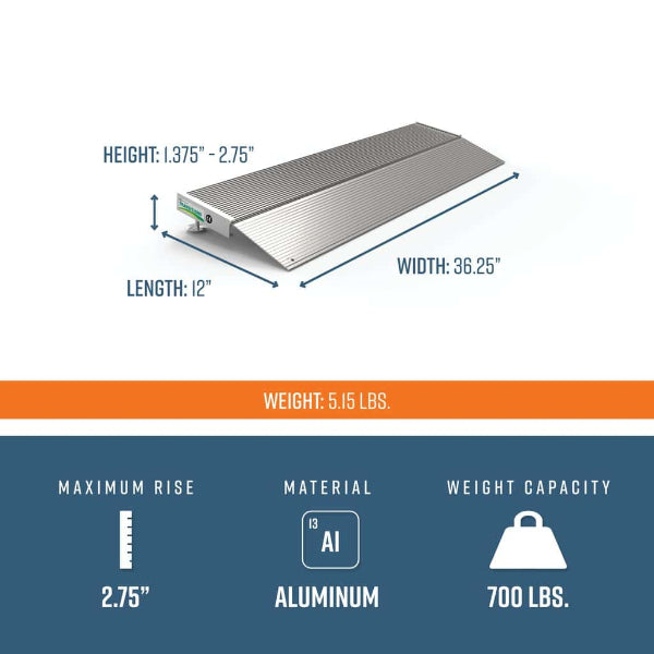 12 inches Ramp Dimensions - TRANSITIONS® Angled Entry Ramps Product Image by EZ-ACCESS® | Wheelchair Liberty