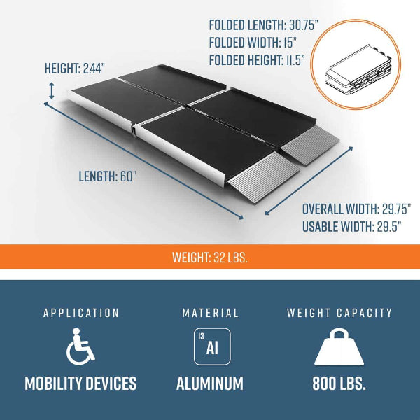 5ft Ramp - SUITCASE® Trifold AS Ramps | Wheelchair Liberty