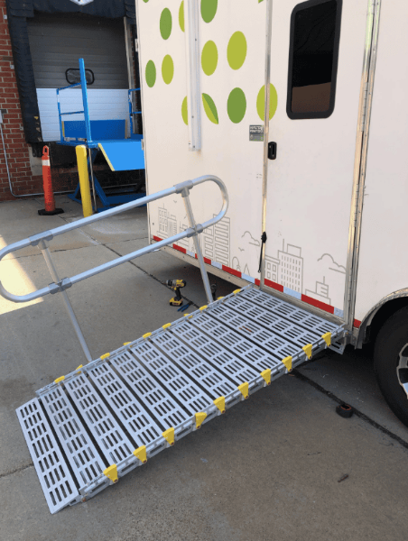 Product in use - Portable Camper / RV Ramp System RV And Trailer By Roll-A-Ramp | Wheelchair Liberty 