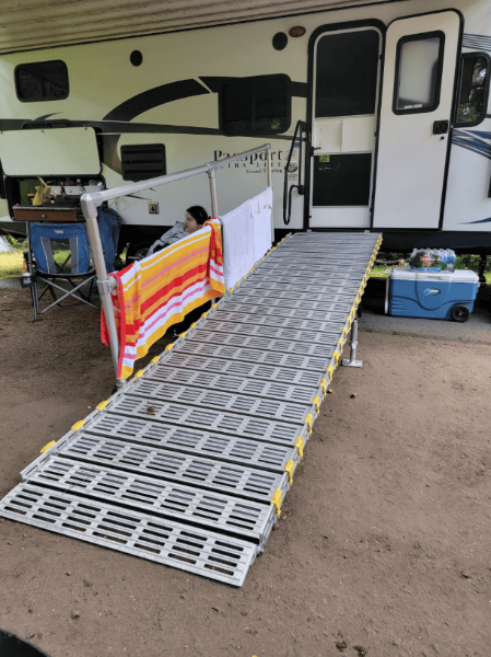Product in use - Portable Camper / RV Ramp System RV And Trailer By Roll-A-Ramp | Wheelchair Liberty 