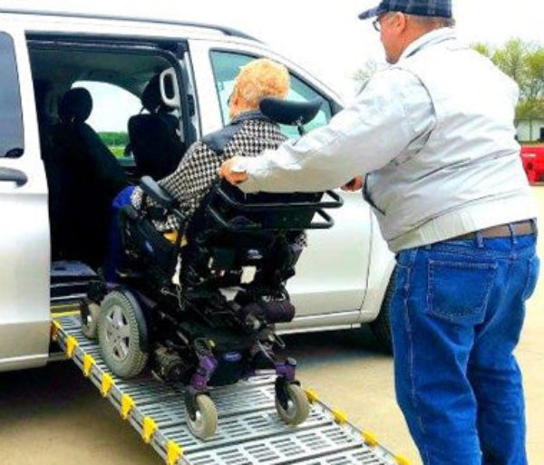 Product in use - Powered Van Ramp by Roll-A-Ramp | Wheelchair Liberty
