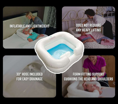 Product in use - EZ-SHAMPOO® Hair Washing Basin by EZ-ACCESS® | Wheelchair Liberty