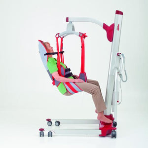 Lifting patient in Sling, Side View - Molift Partner 255 - Electric Powered Mobile Patient Lift by ETAC - Wheelchair Liberty