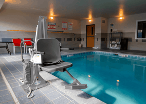 Gray Frame, Gray Seat - Aqua Creek Admiral Electric Pool Lift - ADA Compliant | Wheelchair Liberty