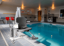 White Frame, Gray Seat - Aqua Creek Admiral Electric Pool Lift - ADA Compliant | Wheelchair Liberty